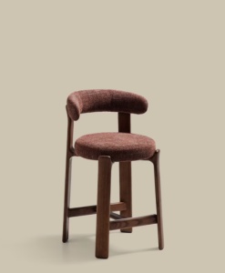 Scaun bar maro din textil Granite Walnut Chenille Small FR Kave Home