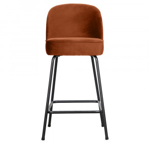 Scaun bar maro ruginiu din catifea Vogue Low Woood