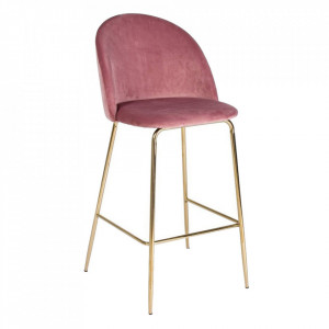Scaun bar roz/auriu din catifea Carry Bizzotto