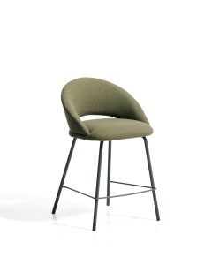 Scaun bar verde din textil Bonali Chenille Kave Home