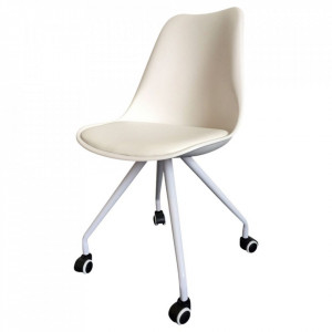Scaun birou alb din plastic si metal Scandinavian The Home Collection