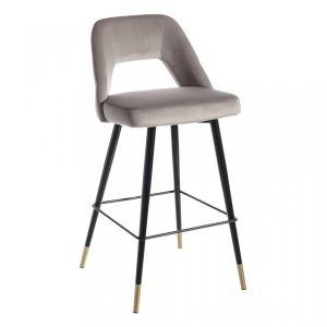 Scaun de bar argintiu din catifea Trix The Home Collection