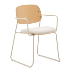 Scaun dining bej din metal Meli Chenille Kave Home