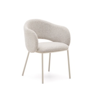 Scaun dining bej din textil Maina Chenille Kave Home
