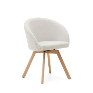 Scaun dining bej din textil Marvin Shearling Kave Home