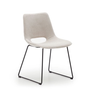 Scaun dining bej/negru din textil Zahara Kave Home