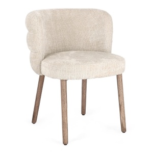 Scaun dining crem din textil Ilma Bizzotto