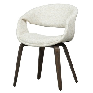 Scaun dining crem/maro inchis din textil Yossi Avy Woood