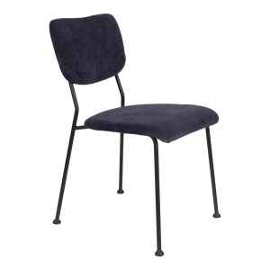 Scaun dining din catifea albastru inchis Benson Zuiver