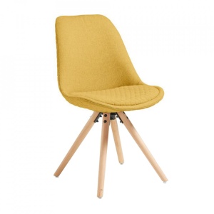 Scaun dining din textil galben Ralf Kave Home