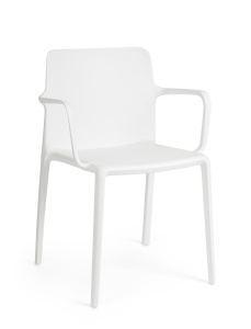Scaun dining exterior alb din plastic Chloris Arm Bizzotto