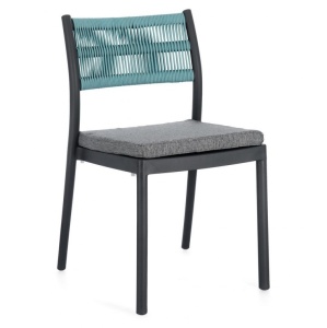 Scaun dining exterior gri carbune/albastru din plastic Alvin Bizzotto