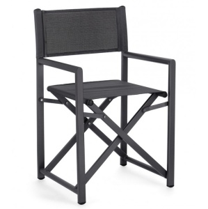 Scaun dining exterior pliabil gri inchis/carbune din metal Taylor Bizzotto