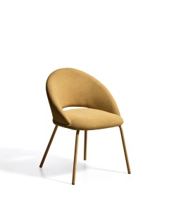 Scaun dining galben din textil Bonali Chenille Kave Home