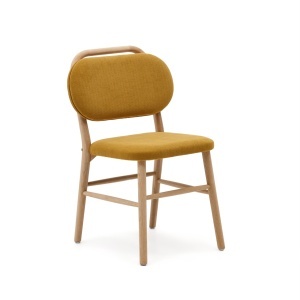 Scaun dining galben mustar din textil Helda Kave Home