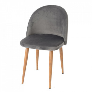 Scaun dining gri din catifea Hantz Amadeus