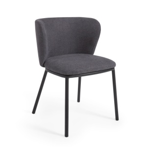 Scaun dining gri inchis din textil Ciselia Kave Home