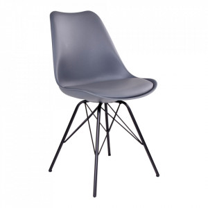 Scaun dining gri/negru din piele ecologica Oslo House Nordic