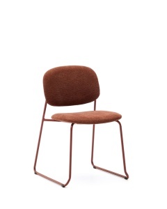 Scaun dining maro teracota din metal Meli Chenille Kave Home