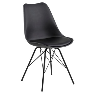 Scaun dining negru din piele ecologica Eris Quiet Object