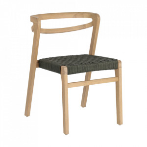 Scaun dining pentru exterior maro din sfoara si lemn de eucalipt Ezilda Kave Home