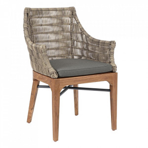 Scaun dining pentru exterior multicolor din polipropilena si lemn de tec Keilani Bizzotto