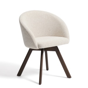 Scaun dining rotativ bej/maro din textil Marvin Chenille Kave Home