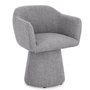 Scaun dining rotativ gri inchis din textil Lottie Bizzotto