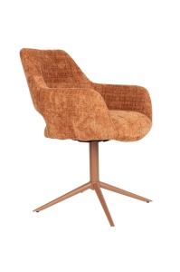 Scaun dining rotativ portocaliu din textil Merel Three Quiet Object