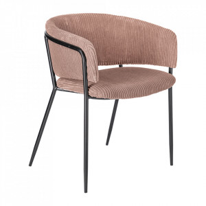 Scaun dining roz/negru din poliester si otel Runnie Kave Home