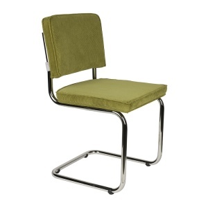 Scaun dining verde/argintiu din textil Ridge Rib Zuiver