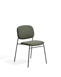 Scaun dining verde din textil Meli Chenille Stackable Kave Home