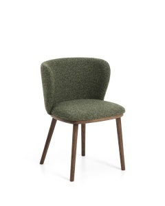 Scaun dining verde inchis/maro inchis din textil Ciselia Chenille Kave Home