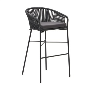 Scaun exterior bar negru din metal Yanet Kave Home