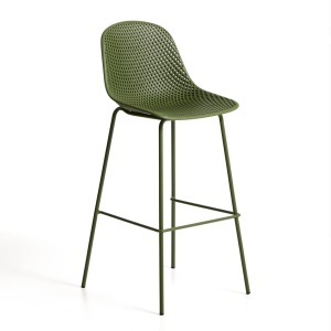 Scaun exterior bar verde din metal Quinby Kave Home