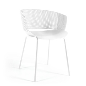 Scaun exterior dining alba din metal Yeray Kave Home
