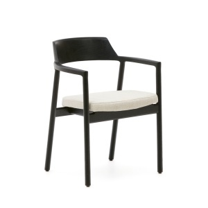 Scaun exterior dining crem/negru din lemn Alocs Kave Home