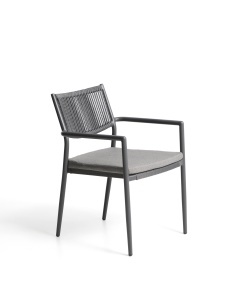 Scaun exterior dining gri grafit din metal Argasi Kave Home