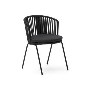 Scaun exterior dining negru din textil Saconca Kave Home