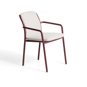 Scaun exterior dining rosu burgund din metal Linosa Kave Home
