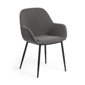 Scaun gri inchis din textil Konna Kave Home