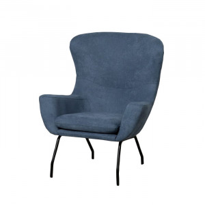 Scaun lounge albastru din poliester si metal Edmond The Home Collection