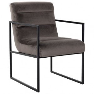 Scaun lounge gri piatra/negru din catifea si otel Clara Richmond Interiors