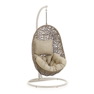 Scaun suspendat cu suport maro/gri deschis din metal Florina Kave Home