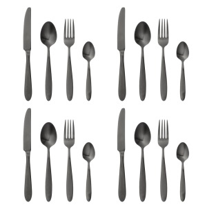 Set 16 tacamuri negre din metal Frea Bloomingville