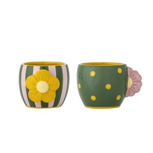 Set 2 cani multicolore din ceramica 200 ml Haisy Bloomingville