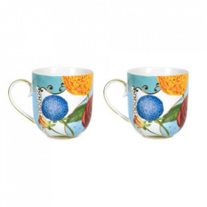Set 2 cani multicolore din portelan 260 ml Small Royal Pip Studio