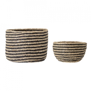 Set 2 cosuri din fibre naturale maro/negre Marialucia Bloomingville