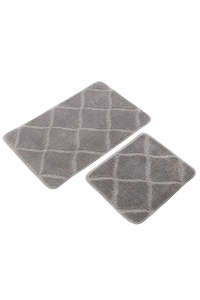 Set 2 covorase de baie gri din fibre sintetice Cizgili The Home Collection