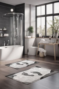 Set 2 covorase de baie multicolore din fibre sintetice CT-5393 The Home Collection